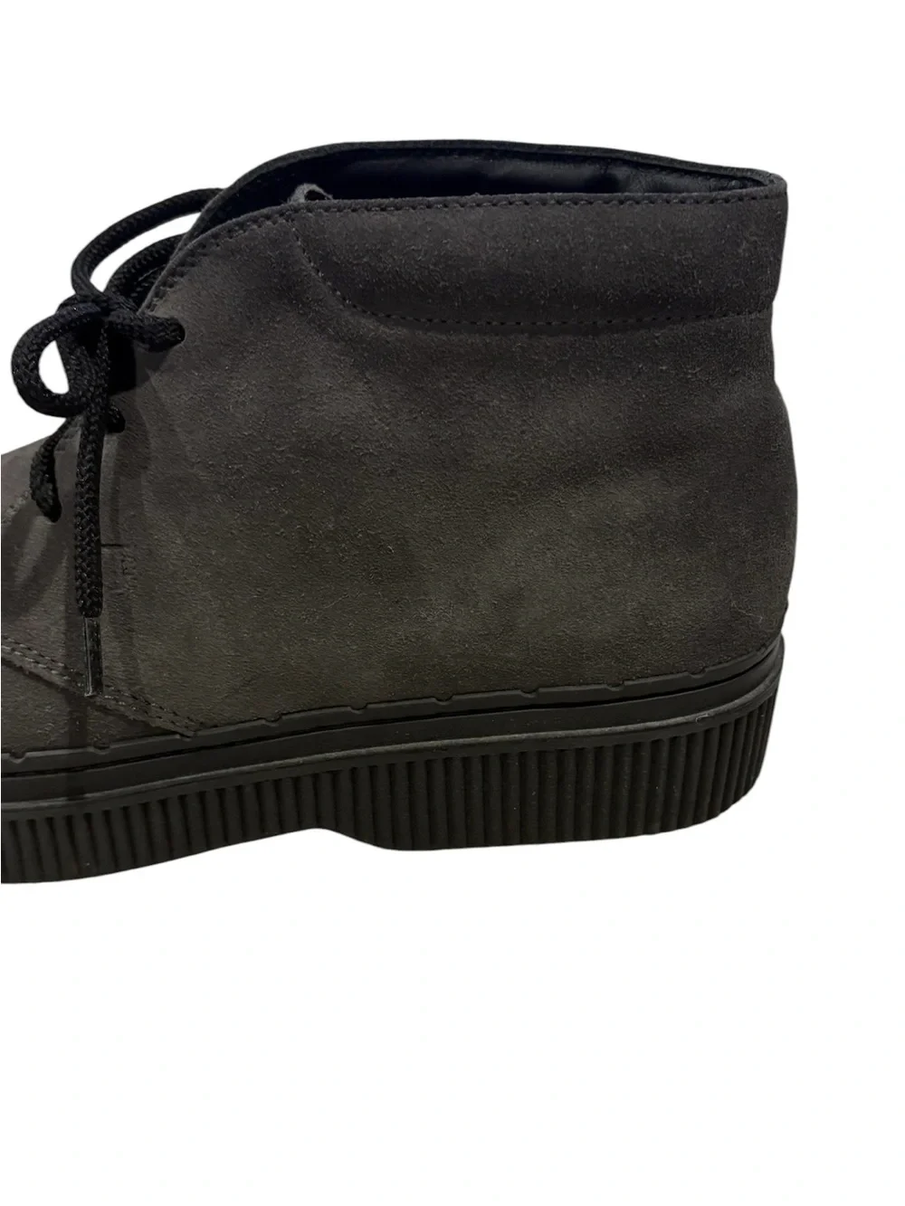 Tod's Men's Suede Lace up Ankle Boots. Chukka style. shoes. Dark Gray. Size 10.5